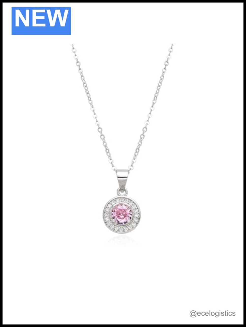 Sterling Silver Birthstone Necklace 925 CZ Round Pendant
